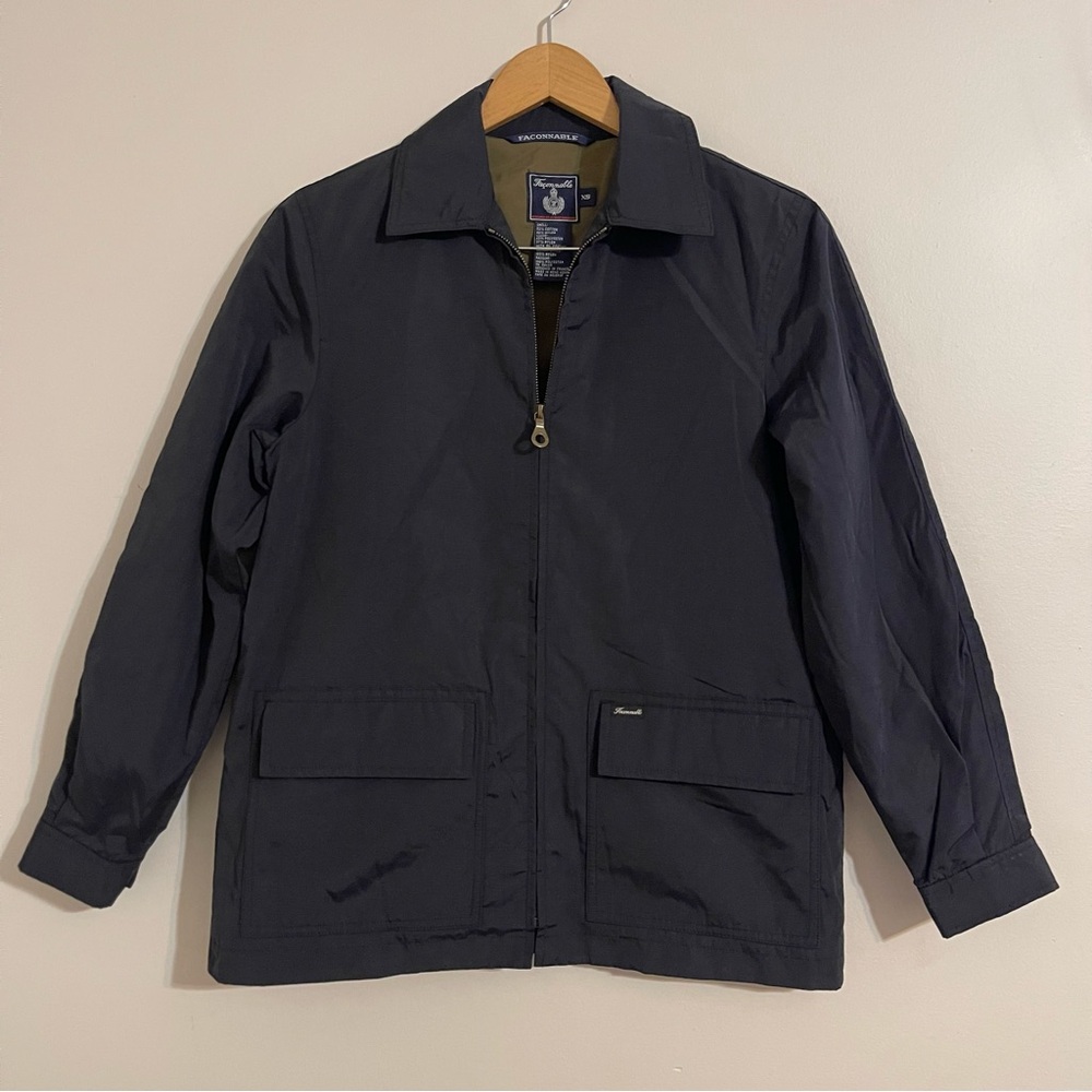 Vintage Façonnable  Black Cotton Polyurethane Coated Jacket Sz xSmall
